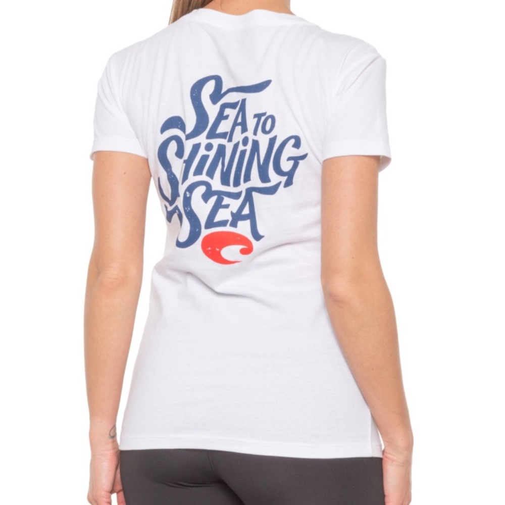 🛑CLEARANCE‼️ 🆕 Costa Graphic “Sea to Shining Sea” white blue & red Shirt